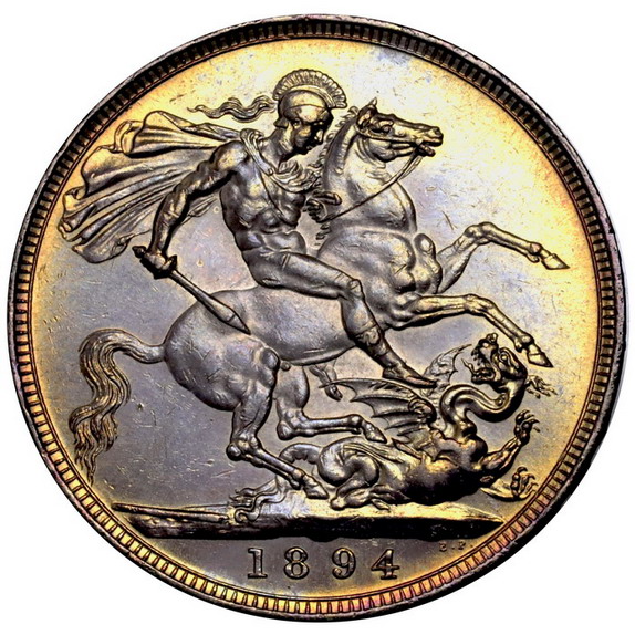 イギリス 1894年 クラウン銀貨 ヴィクトリアビクトリア ヴェールド